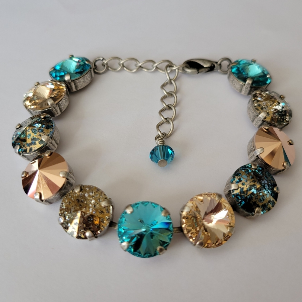 Austrian Crystal Tennis Bracelet in Antique Silver - Picture 4 of 10